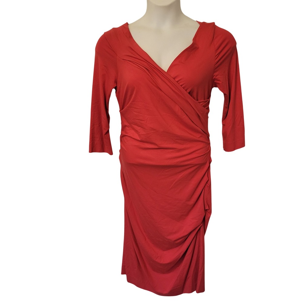 Diane von Furstenberg DVF‎ Red Bentley Short Ruched Dress M Glam Party Luxury